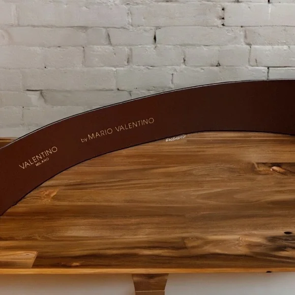 VALENTINO BY MARIO VALENTINO Guisy 1.25” Leather Belt in Brown NWT - Picture 2 of 5